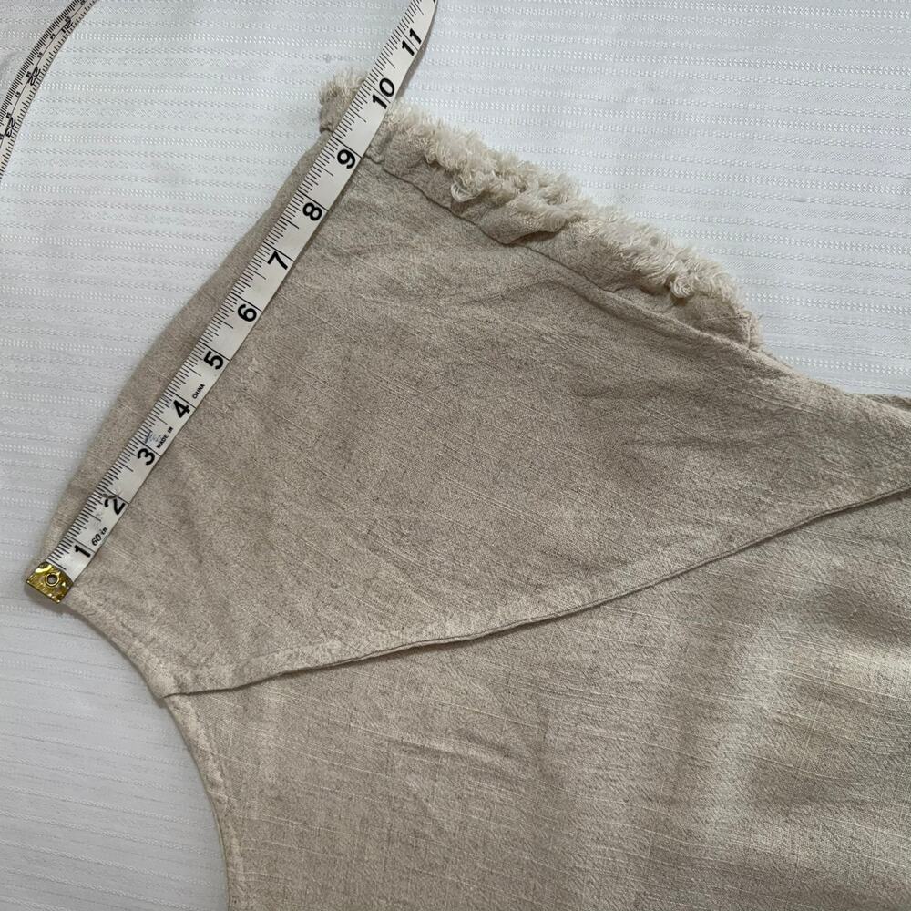 UMGEE Linen Blend Dress Oatmeal High Low Hem Pockets Boho Lagenlook Cover Up - Picture 7 of 8